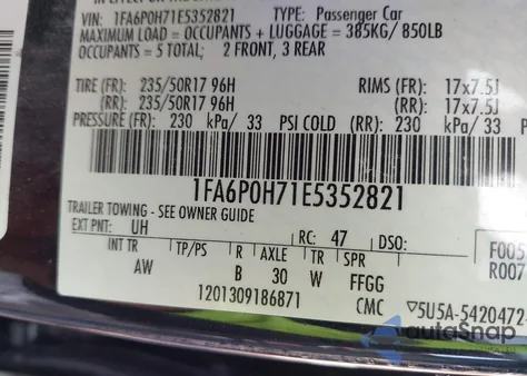 2014 Ford Fusion Se из США, поврежденный, VIN 1FA6P0H71E5352821